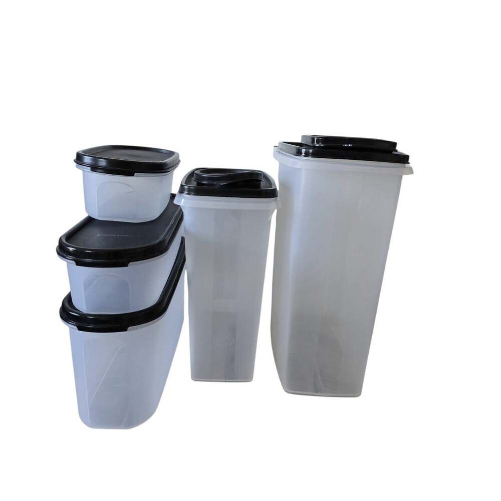 Tupperware Modular Mates Set of 5 Food Storage Containers With Black Lids